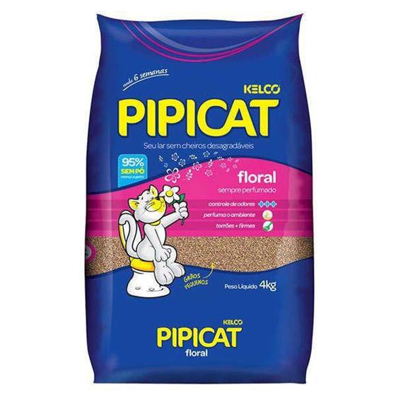 Imagem de Pipicat Floral Areia Higiênica Perfumada Para Gatos 4KG - Kelco