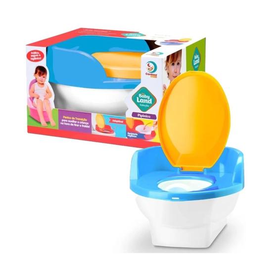 Imagem de Pipinico De Transição Infantil Azul Troninho Para Vaso Sanitário Menino 2x1 Com Redutor De Assento Baby Land