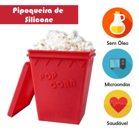 Pipoqueira Balde de Pipoca c/ Tampa Silicone Retro Para Microondas Menor preço em Pipoqueira Balde de Pipoca c/ Tampa Silicone Retro Para Microondas