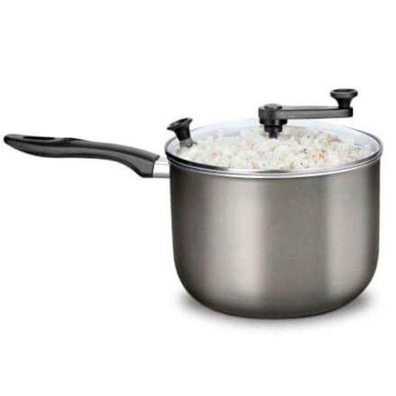 Pipoqueira com tampa de vidro Grafite 4,8L antiaderente MTA Menor preço em Pipoqueira com tampa de vidro Grafite 4,8L antiaderente MTA