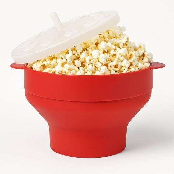Imagem de Pipoqueira de Silicone Retrátil para Microondas com Tampa Balde de Pipoca Saudável Sem Óleo