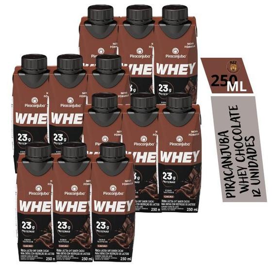 Imagem de Piracanjuba Whey 23g Cx 250ml Zero Lactose e Açúcar Cacau - 12 Unidades 