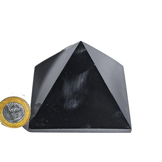 Imagem de Pirâmide Obsidiana Negra Pedra Natural Baseada Quéops 7,3cm