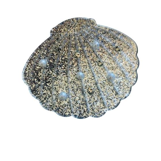 Imagem de Piranha de Cabelo de Concha Brilhante com Perolas e Pedras