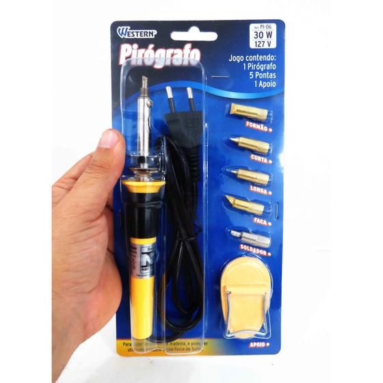 Pirografo Gravador E Soldador Com 5 Pontas 30w 127v Para Madeira e Couro Menor preço em Pirografo Gravador E Soldador Com 5 Pontas 30w 127v Para Madeira e Couro