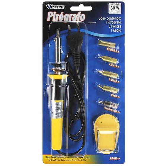 Pirografo Gravador Soldador Grava Madeira Couro PVC EVA Caneta Desenhar Gravar Escrever Ferro Solda 30w 220 Profissional Menor preço em Pirografo Gravador Soldador Grava Madeira Couro PVC EVA Caneta Desenhar Gravar Escrever Ferro Solda 30w 220 Profissional