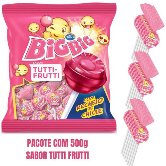Pirulito Big Big Tutti Frutti Com Recheio De Chiclete 500g - Pirulito ...