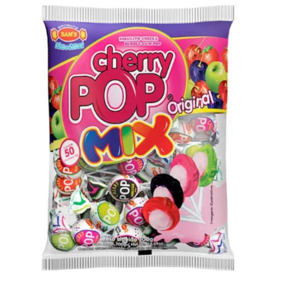 Imagem de Pirulito Cherry Pop Mix Original  700g 50 Unidades