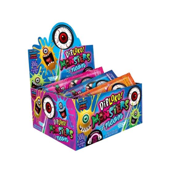 Imagem de Pirulito Diploko Neon Monsters Olho - Danilla - Caixa c/30 und