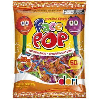 Imagem de Pirulito Facepop Apito C/50 Unidades 450g Dori