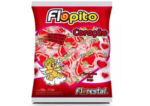 Imagem de Pirulito Flopito Coração Vermelho Florestal 500g