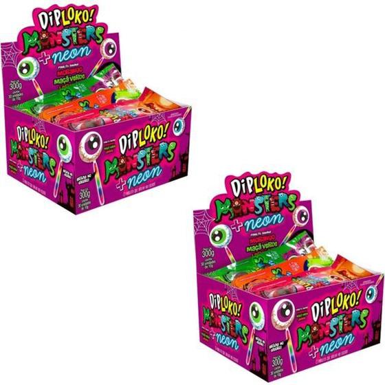 Imagem de Pirulito Monsters Neon Blueberry Laranja e Morango 60Un