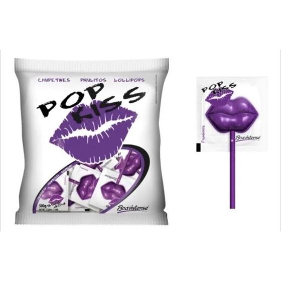 Imagem de Pirulito Pop Kiss Framboesa Pacote C/50unid - 500g