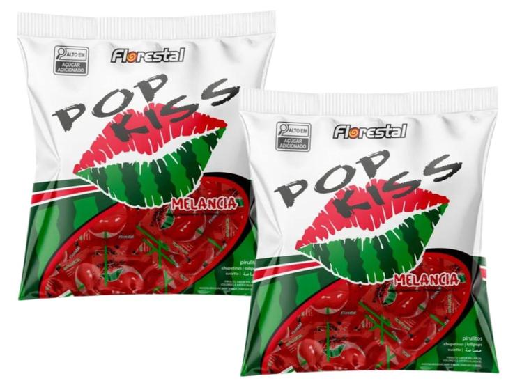 Imagem de Pirulito Pop Kiss Melancia C/ 50un 500g - 2 Pacotes