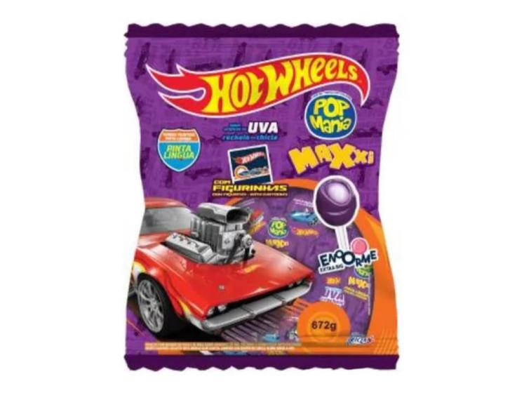 Imagem de Pirulito Pop Mania Hot Wheels Uva 672g