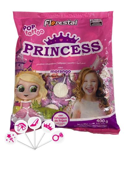 Imagem de Pirulito Pop Tattoo Princess c/ tatuagem língua Pacote 400g