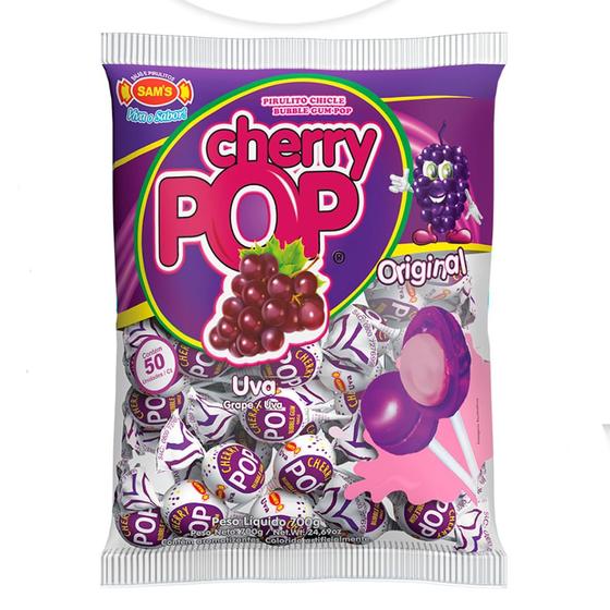 Imagem de Pirulito Uva Cherry Pop 700Gr c/50 unid - Simas