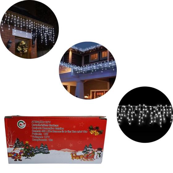 Imagem de Pisca Cascata 400 Leds Luz Fixa com 10 Metros e com Emenda 110v Luzinhas de Natal Reveillon