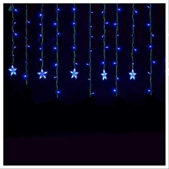 Imagem de Pisca Cascata Cordão 405 LED Estrela Luz Azul 10 Metros 220v