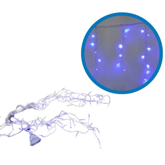 Imagem de Pisca-Cascata Led 100L Fio Transparente Com Extensor 2,3M 127V Luzinha Luz Decoração Festa Natal