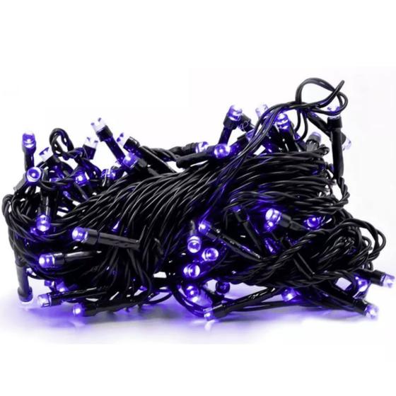 Imagem de Pisca Cordão 10 Metros Fio Verde C/ 100 LEDS Azul Fixo Bivolt
