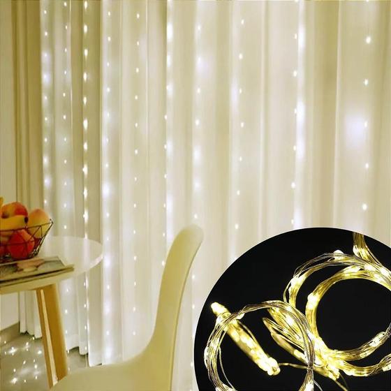 YASENN Cortina De Luces De 3 X 3 M, 300 LED, 8 Modos, Cadena De Luces Para Cortina, Ventana, Boda, Navidad, Jardín, Dormitorio (blanco Frío