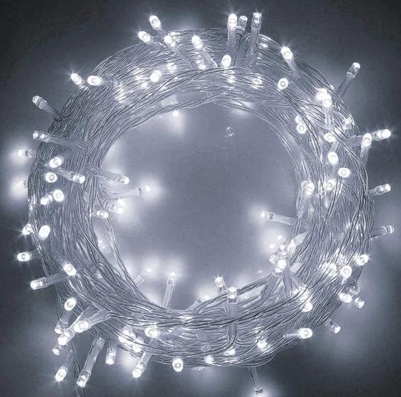 Imagem de Pisca Led 100 Lâmpadas Fio Transp. Branco Frio 10mts