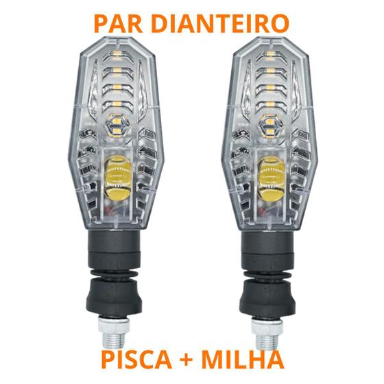 Imagem de Pisca led amarelo + milha-parafuso moto par (dianteiro) setas stallion farol  auxiliar