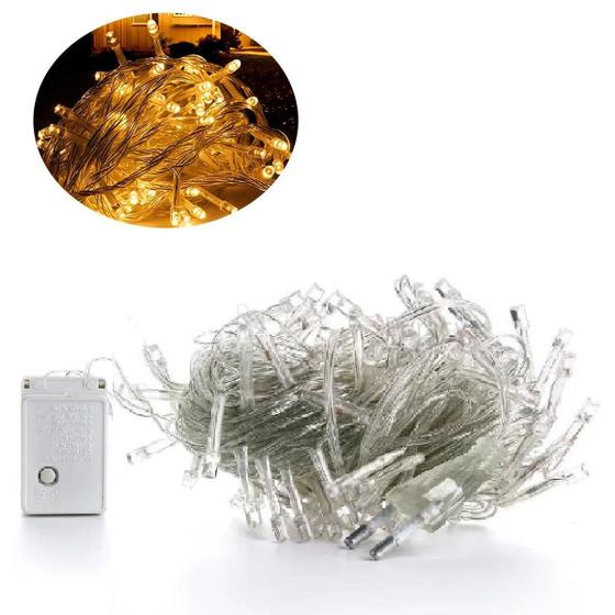 Imagem de Pisca Pisca 100 Lâmpadas LED Branco Quente 10m 8 Funções
