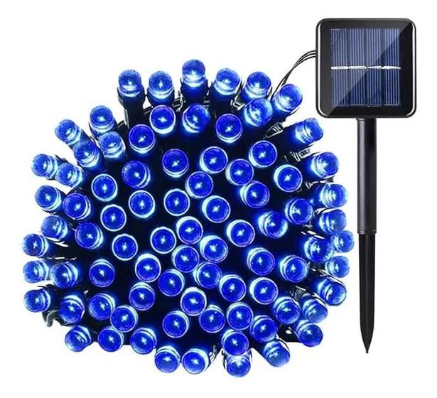 Imagem de Pisca Pisca 100 Lâmpadas Led Solar Cordão Natal Prova D'água 8 Funções 10m