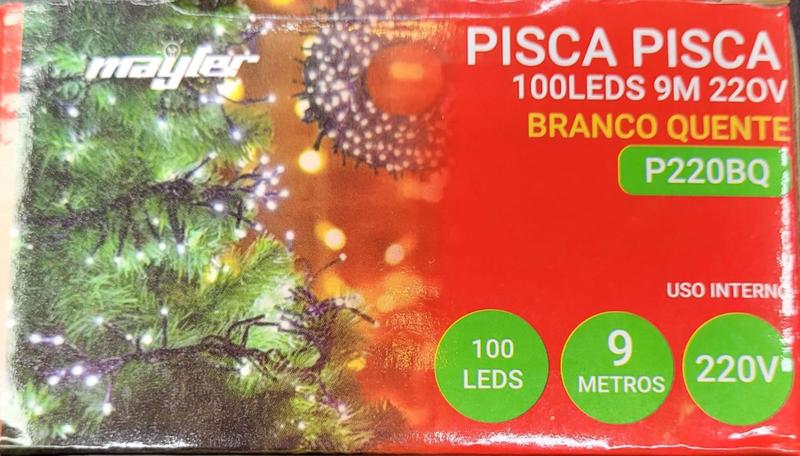 Imagem de Pisca pisca 100leds 9, 220v branco quente uso interno