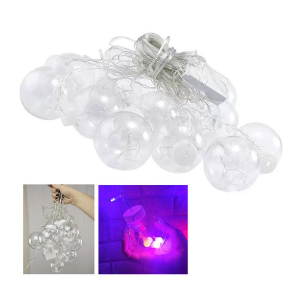 Imagem de Pisca Pisca 12 Bolas Natal Super Led 3 Metros Natalino Controle 8 Modos Iluminaçao Arvore de Natal Decoraçao Casa Porta Janela Varanda Jardim Quintal