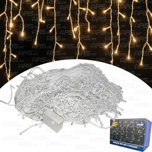 Pisca Pisca Cascata 400 Led Natal 8 Funções 110v Fio Branco Menor preço em Pisca Pisca Cascata 400 Led Natal 8 Funções 110v Fio Branco