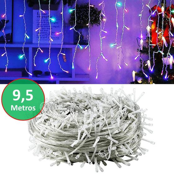 Imagem de Pisca Pisca Cascata De 400 LEDs Colorido 8 Funções 127v Natal Festa Eventos Casamento 9,5m 3073