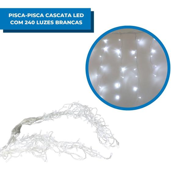 Imagem de Pisca Pisca Cascata Led 240 lâmpadas c/ Extensor 8 mts 8 combinações de pisca