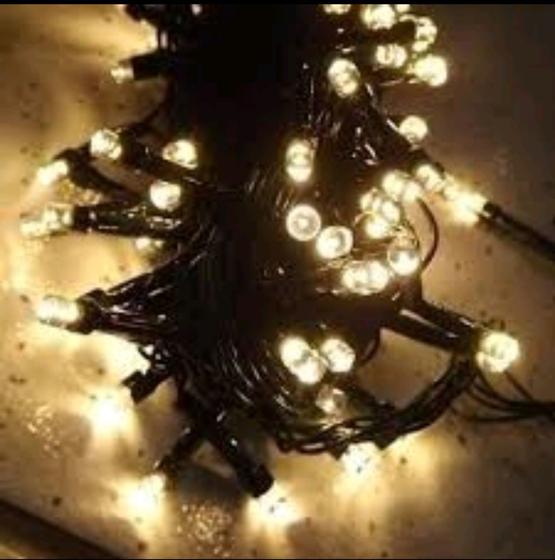 Imagem de Pisca Pisca Cordão De 100 LEDs Amarelo 10 Metros 127v Decoração Para Natal Luz Forte