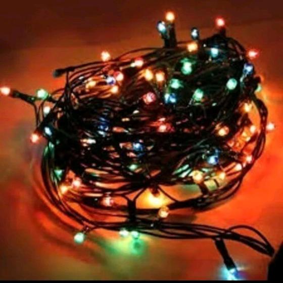 Imagem de Pisca Pisca Cordão De 100 LEDs Colorido 10 Metros 127v Decoração Para Natal Luz Forte
