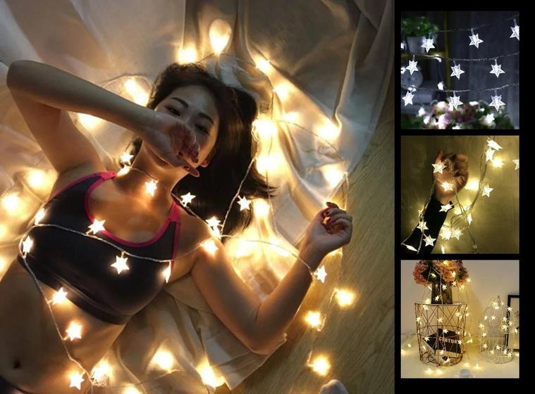 Imagem de Pisca Pisca Cordão Lâmpadas 20 Leds Estrela Enfeite de Natal