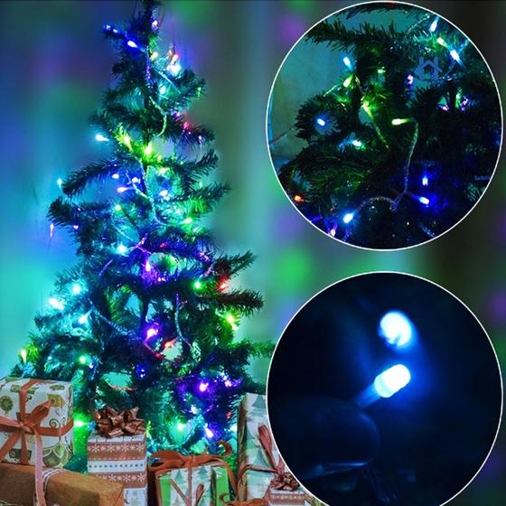 Imagem de Pisca pisca de led decorativas de Natal 100 led 110v - COLORIDO 8 METROS -FIO VERDE