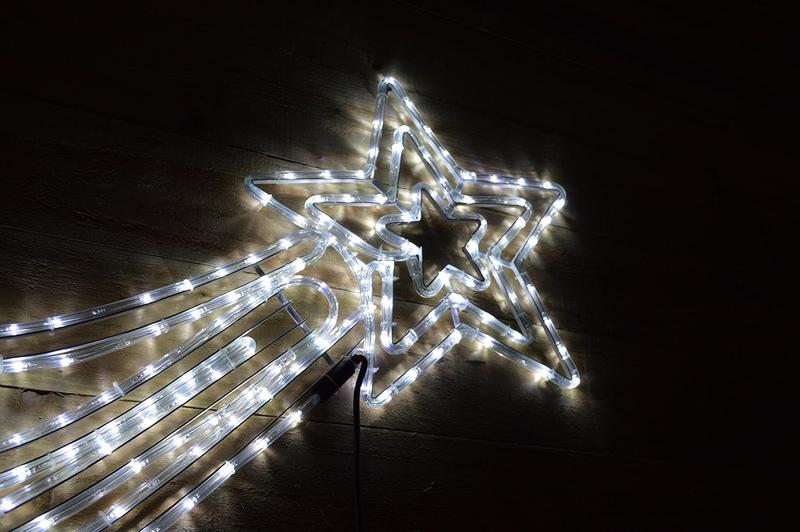 Imagem de Pisca Pisca Estrela Cadente Branco Frio 127v Corda Luz Silhueta Decoração de Natal Comprimento: 80cm x Larg.: 38cm