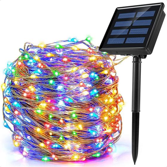 Pisca Pisca Fio de Fada Solar Led 200 Lâmpadas Colorida 20m Decoração Enfeite Jardim Luzes de Natal - VEDO Imagem de Pisca Pisca Fio de Fada Solar Led 200 Lâmpadas Colorida 20m Decoração Enfeite Jardim Luzes de Natal