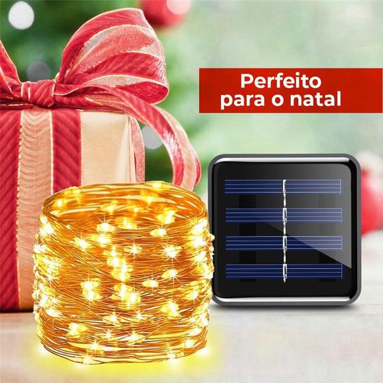 Pisca Pisca Fio de Fada Solar Led 200 Lâmpadas Douradas 20m Menor preço em Pisca Pisca Fio de Fada Solar Led 200 Lâmpadas Douradas 20m