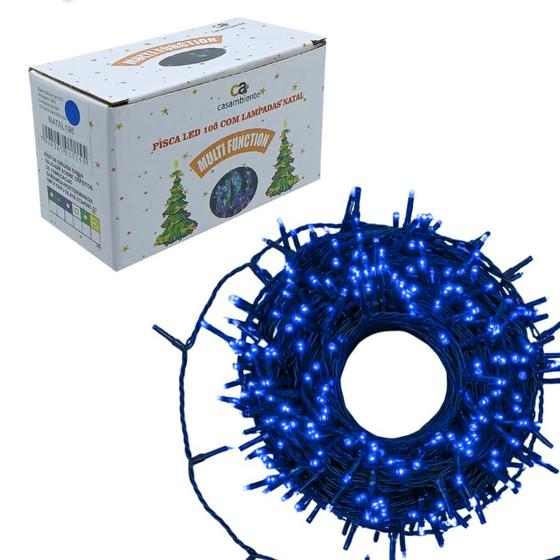 Imagem de Pisca Pisca Led Azul De Natal 8 Funções 100 Leds 9m 127v