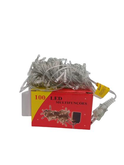 Imagem de Pisca Pisca Led Branca Com 100 Lâmpadas 110v 8 Funções 8M