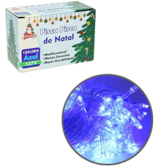 Imagem de Pisca Pisca Natal 100 Luzes Led 9 Metros Cordão Transparente Diversas Cores