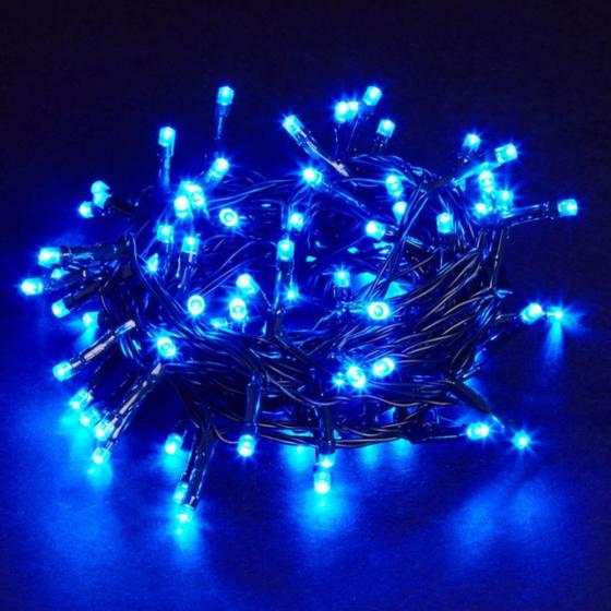 Imagem de Pisca Pisca Natal Led 100 Lâmpadas Azul 8 funções 220v Fio  Transparente