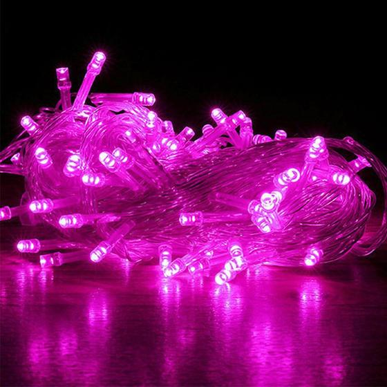 Imagem de Pisca pisca rosa com fio transparente 100 LEDs 10 metros