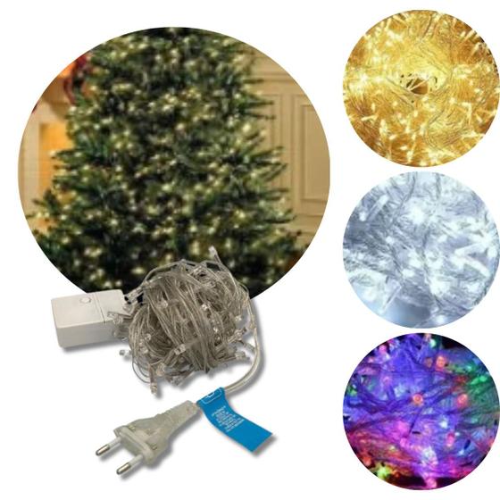 Imagem de Pisca Pisca Varal Decoração  de Natal 100 Leds 9 Metros 8 Funções 110v Branco Fria