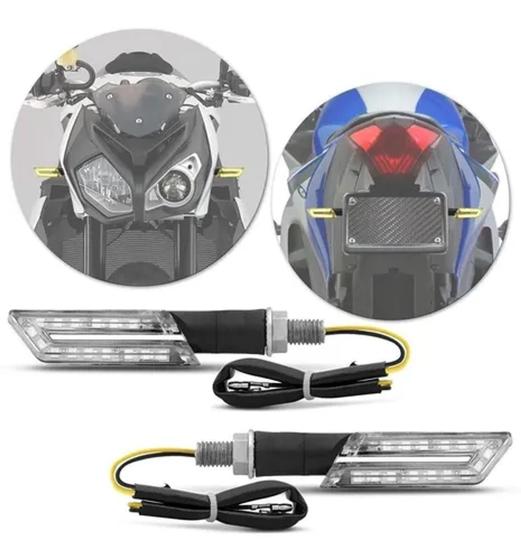 Imagem de Pisca seta esportiva moto led modelo U cristal