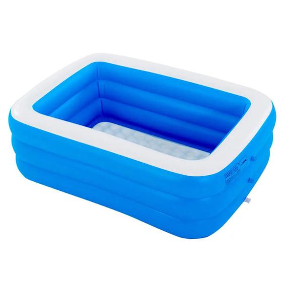 Piscina 3 Camadas Inflável Retangular 200Lts. 130X90X50 Azul Menor preço em Piscina 3 Camadas Inflável Retangular 200Lts. 130X90X50 Azul